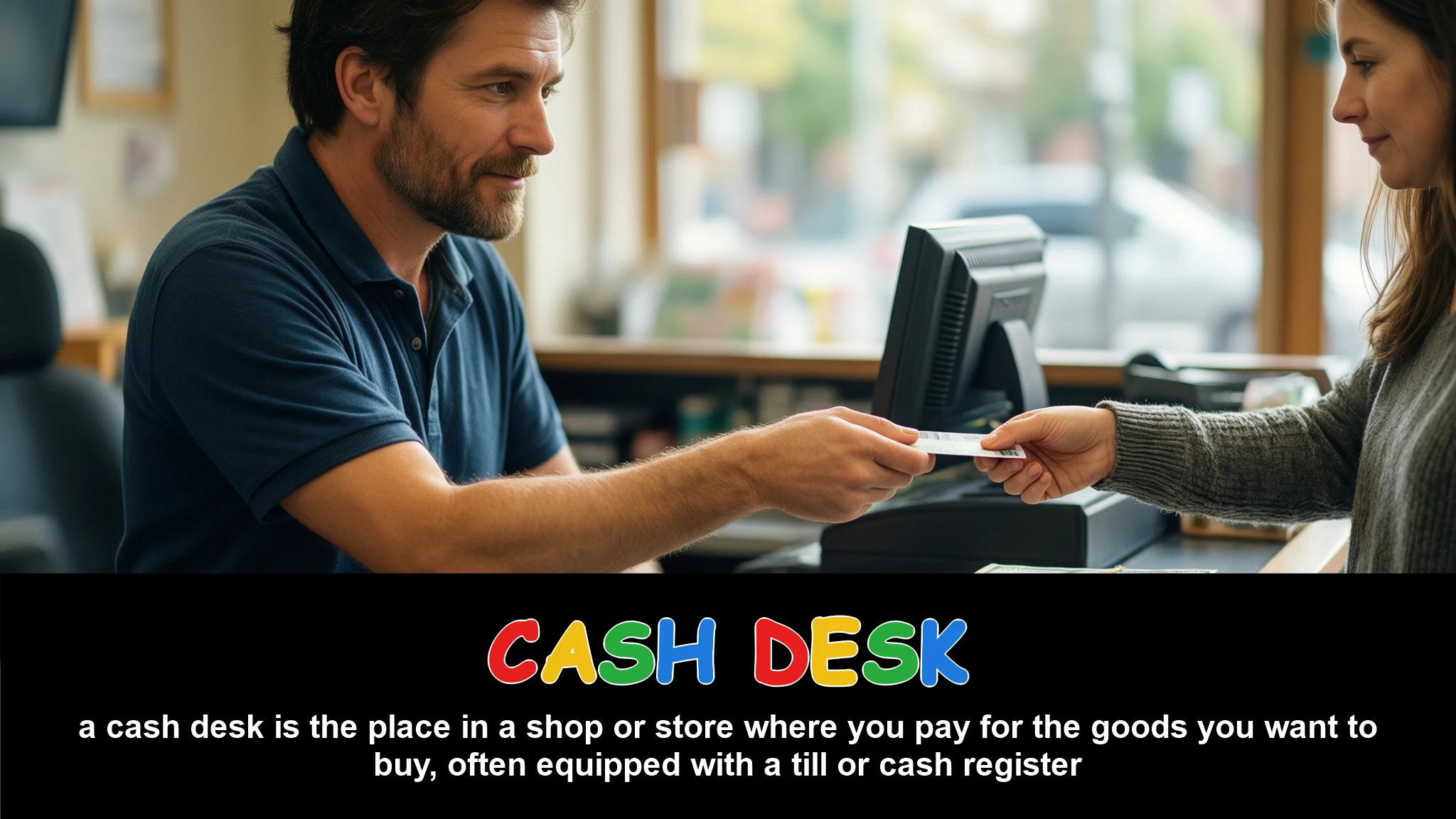 English Illustration for cash desk